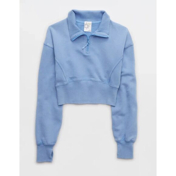 OFFLINE By Aerie Throw-Back Corset Cropped Quarter Zip - Picture 1 of 8